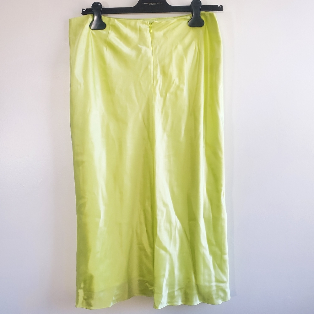 NWT CINQ À SEPT Marta 100% Silk-Satin Skirt In Lemongrass Size Large - Picture 9 of 14